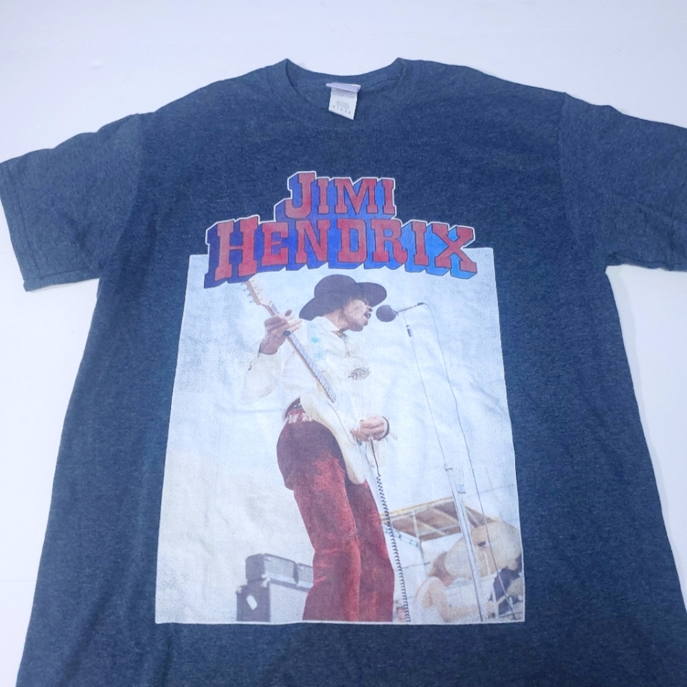 Rockin Artwork Jimmy Hendrix Gray Tee Shirt